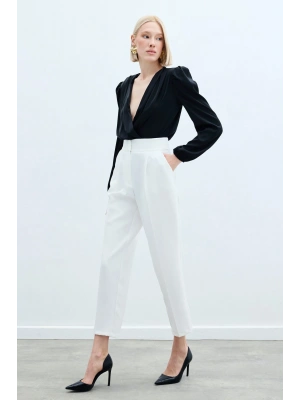 Yüksek Bel Klasik Pantolon - Ekru