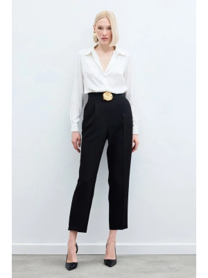 Yüksek Bel Klasik Pantolon - Siyah