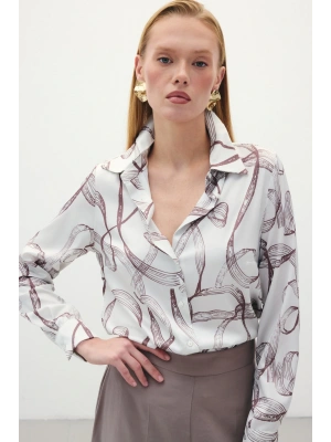 Desenli Klasik Gömlek - Kahve