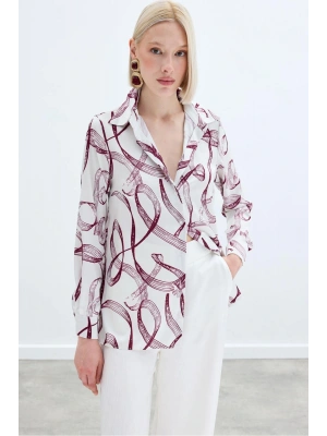 Desenli Klasik Gömlek - Bordo