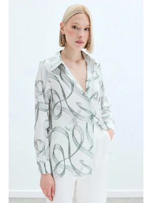 Desenli Klasik Gömlek - Haki