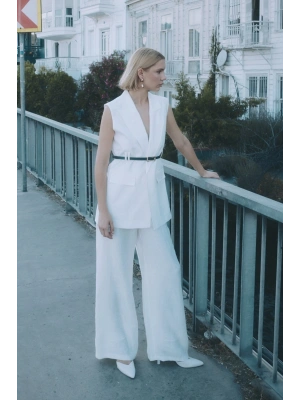 Salaş Keten Pantolon - Ekru