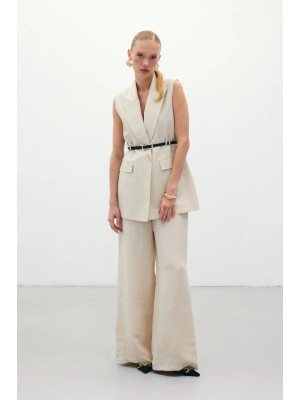 Salaş Keten Pantolon - Taş