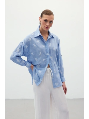 Salaş Nakışlı Gömlek - Bebe Mavi