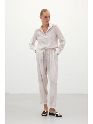 Batık Desenli Pantolon - Taş