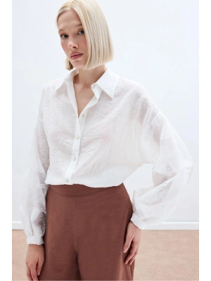 Nakış Detaylı Kraşlı Gömlek - Ekru