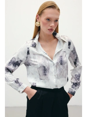 Desenli Klasik Gömlek - Bej