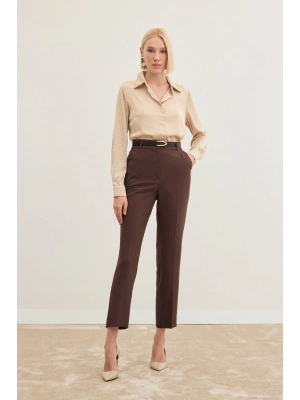 Kemerli Pantolon - Kahve