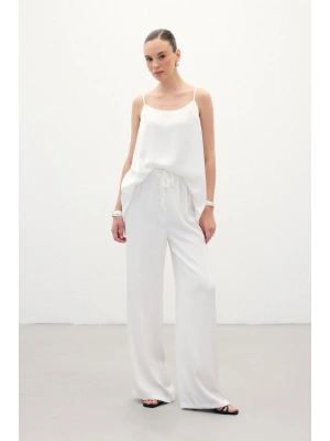 Bağcıklı Salaş Pantolon - Ekru