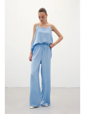 Bağcıklı Salaş Pantolon - Mavi