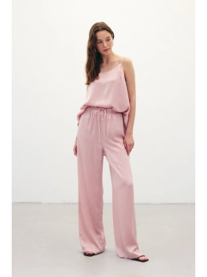Bağcıklı Salaş Pantolon - Pudra