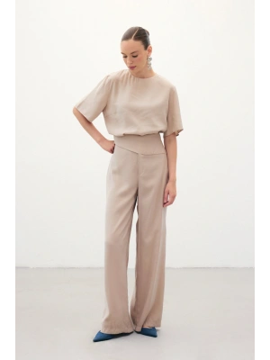 Kemer Detaylı Modal Pantolon - Taş