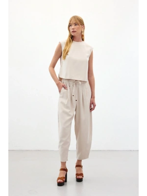 Şalvar Kesim Pantolon - Taş