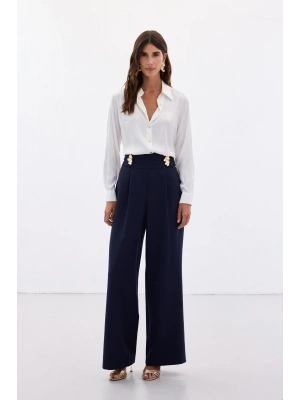 Bel Aksesuarlı Pantolon - Lacivert