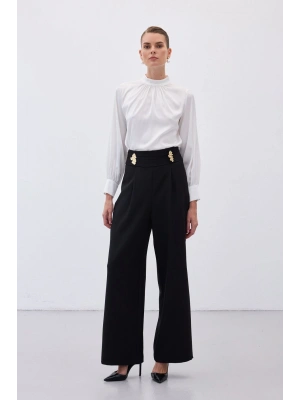 Bel Aksesuarlı Pantolon - Siyah