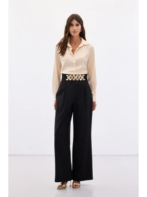 Kemerli Salaş Pantolon - Siyah