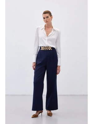 Kemerli Salaş Pantolon - Lacivert