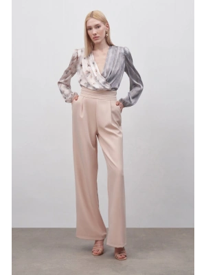 Bel Detaylı Cepli Pantolon - Bej