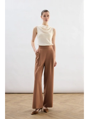 Bel Detaylı Cepli Pantolon - Camel