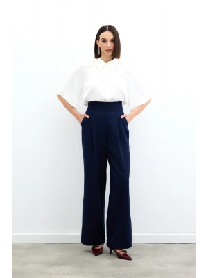 Bel Detaylı Cepli Pantolon - Lacivert