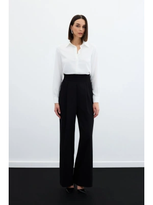 Bel Detaylı Cepli Pantolon - Siyah