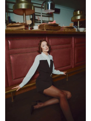 Ceket Görünümlü Gömlek - Siyah