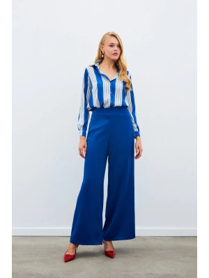 Çizgi Desenli Gömlek - SAX MAVİ