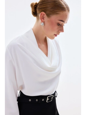 Degaje Yaka Bluz - Ekru