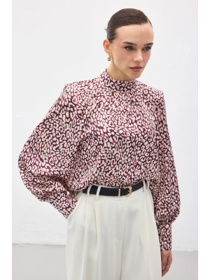 Desenli Bluz - Mürdüm