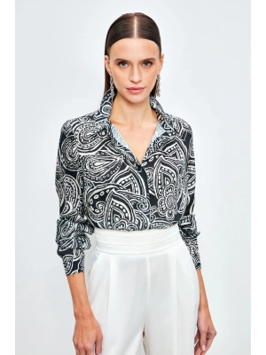 Desenli Düz Gömlek - SİYAH