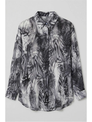 Desenli Salaş Gömlek - Siyah