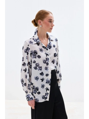 Desenli Salaş Gömlek - Siyah