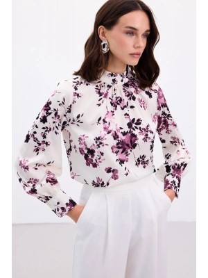 Dik Yaka Bluz - Mürdüm