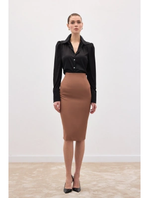 Düz Kalem Etek - Camel