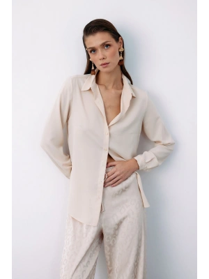 Düz Klasik Gömlek - Bej