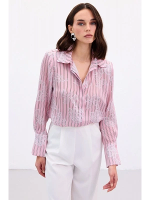 Geniş Manşetli Gömlek - Pembe