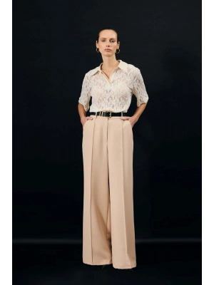 Kemer Detaylı Pantolon - Bej