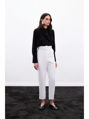 Kemerli Pantolon - Ekru