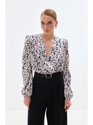 Kruvaze Bodysuit Bluz - Ekru