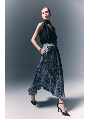 Leopar Desenli Uzun Etek - Siyah