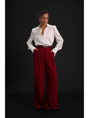 Luna Krep Pantolon - Bordo