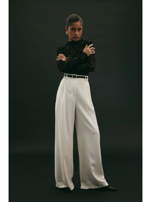 Luna Krep Pantolon - Ekru