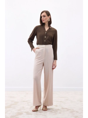 Palazzo Krep Pantolon - Taş