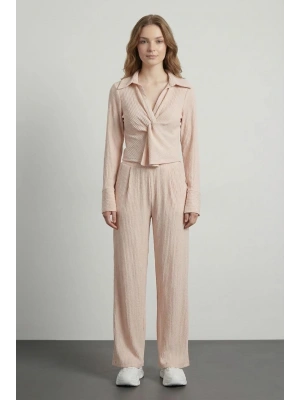 Pile Detaylı Pantolon Bej