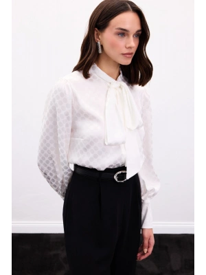 Puantiye Desenli Gömlek - Ekru