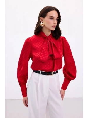 Puantiye Desenli Gömlek - Kırmızı