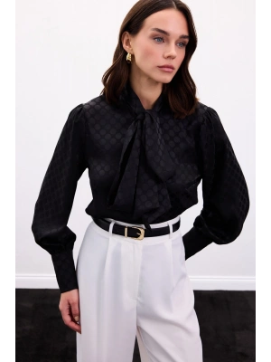 Puantiye Desenli Gömlek - Siyah
