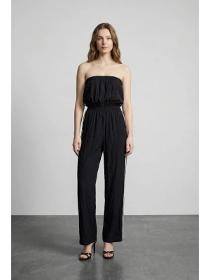 Şerit Detaylı Tulum Siyah