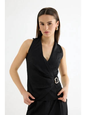 Toka Aksesuarlı Anvelop Bluz Siyah