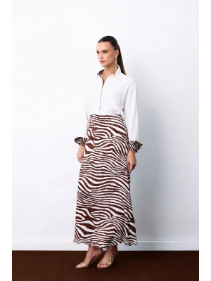 Zebra Desen Etek - Kahve